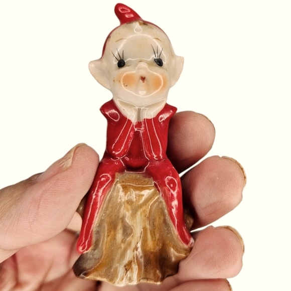 Vintage Holiday Vintage Pixie Brownie Elf Christmas Figurine Made